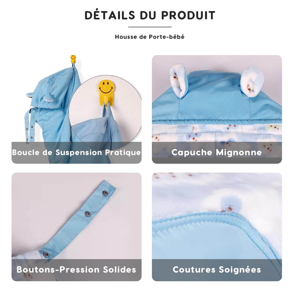 SONARIN Coupe-Vent Couverture pour Porte Bébé Hiver avec Polaire Corail Doublure Chancelière Universelle Café