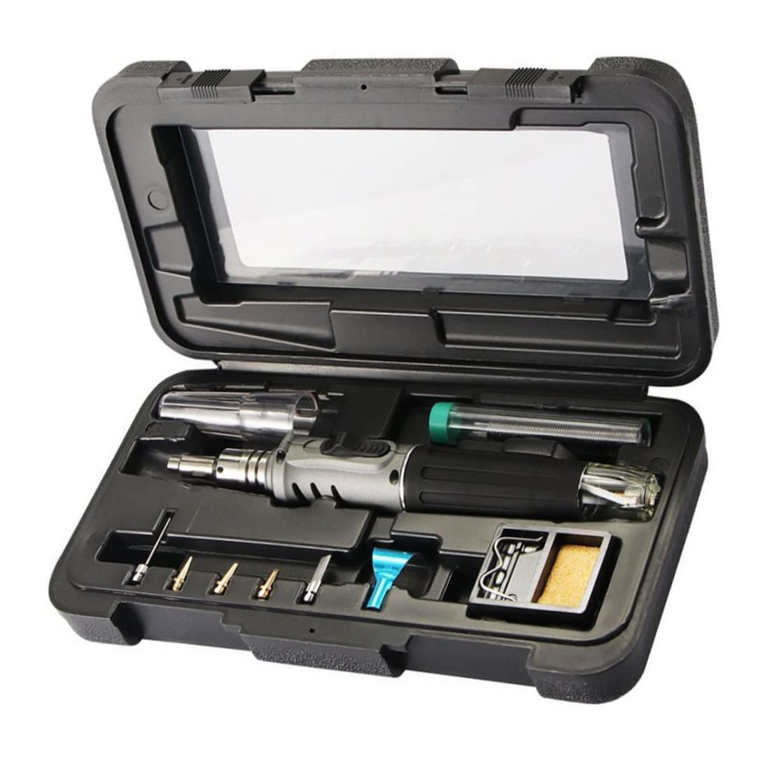 Kit saldatore Set saldatore a gas Kit saldatura 10 in 1 Accensione automatica Portatile a forma di penna Grigio