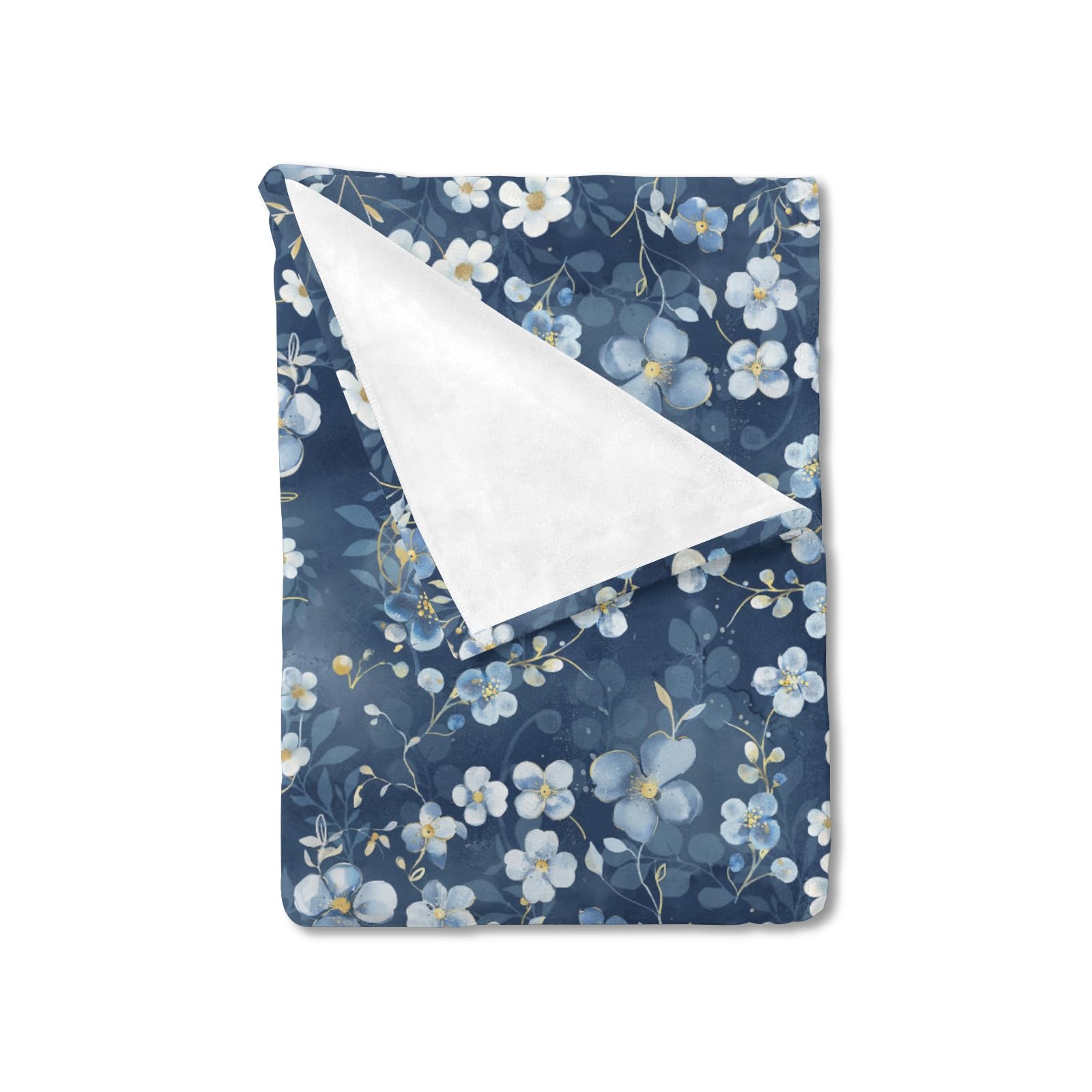Wonderful Flowers Baby Blankets for Boy Girl Navy White Wild Flowers Leaves Receiving Swaddle Blankets Boho Spring Garden Soft Flannel Newborn Toddler Nursery Crib Bed Blankets Playmat 30x40