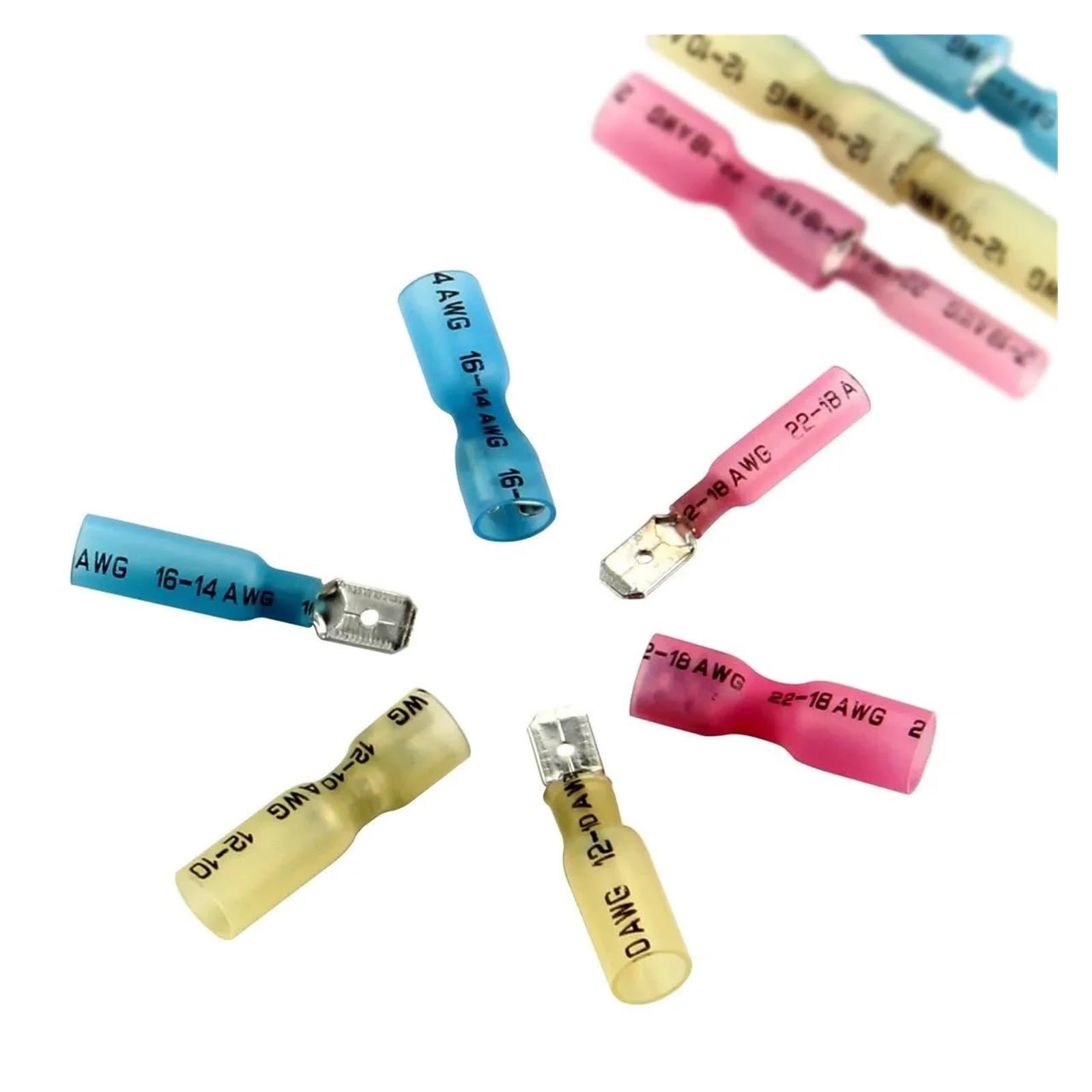 QMKADFQXF 30Pcs Insulated Spade Crimp Terminals Electrical Wire Heat Shrink Connectors Set Male Female Crimp Terminal Connectors 22-10AWG