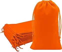 Mandala Crafts Sacos de cordão de veludo laranja 17 x 38 - 15 bolsas longas de veludo com cordão a granel para lembrancinhas de festa e casamento, embrulho de presente e embalagem de garrafa de vinho