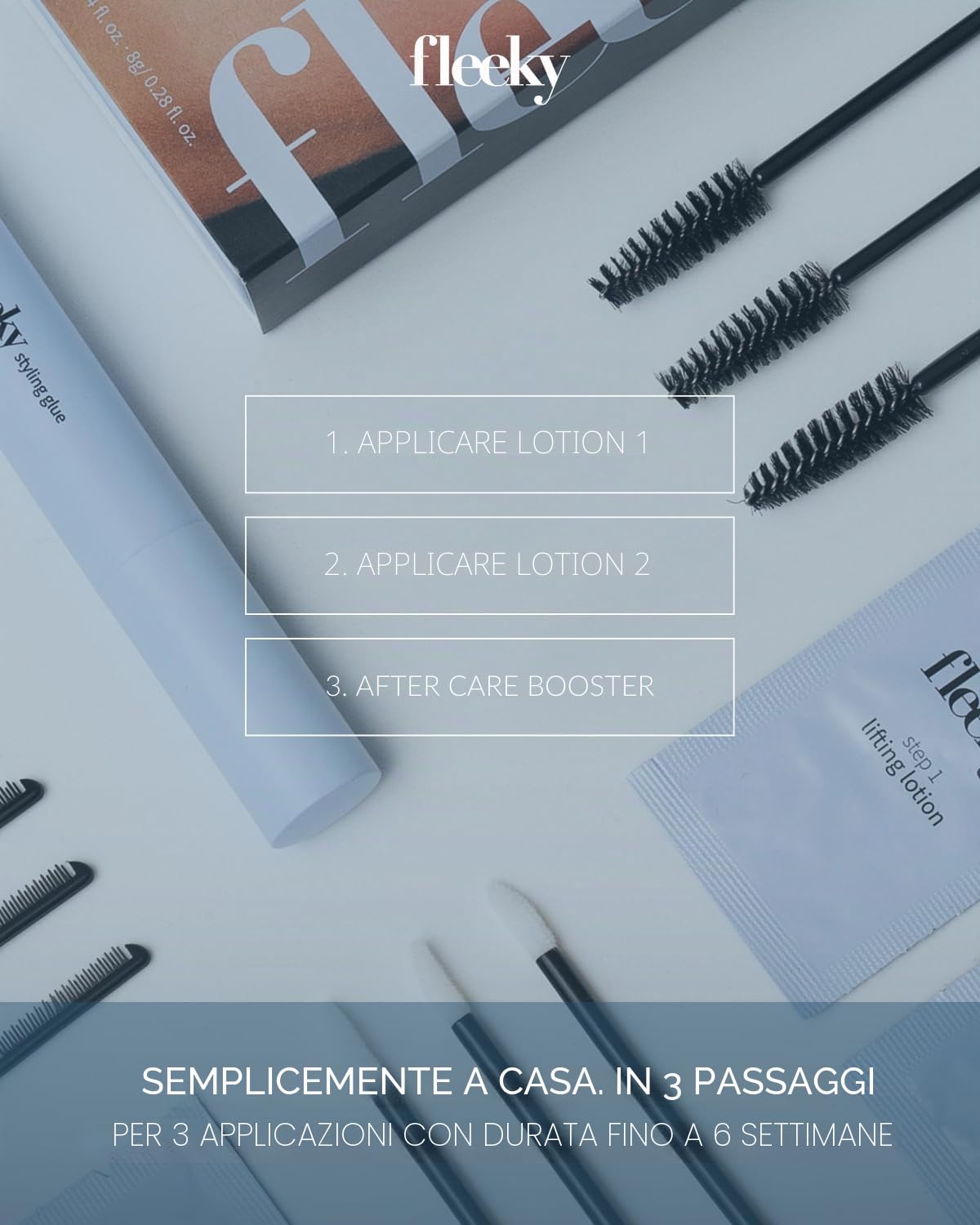 Fleeky, set di sollevamento per sopracciglia con colla per styling e cheratina, kit fai da te, sopracciglia voluminose e definite, delicate e semplici, durano fino a 4-6 settimane, prodotto in UE