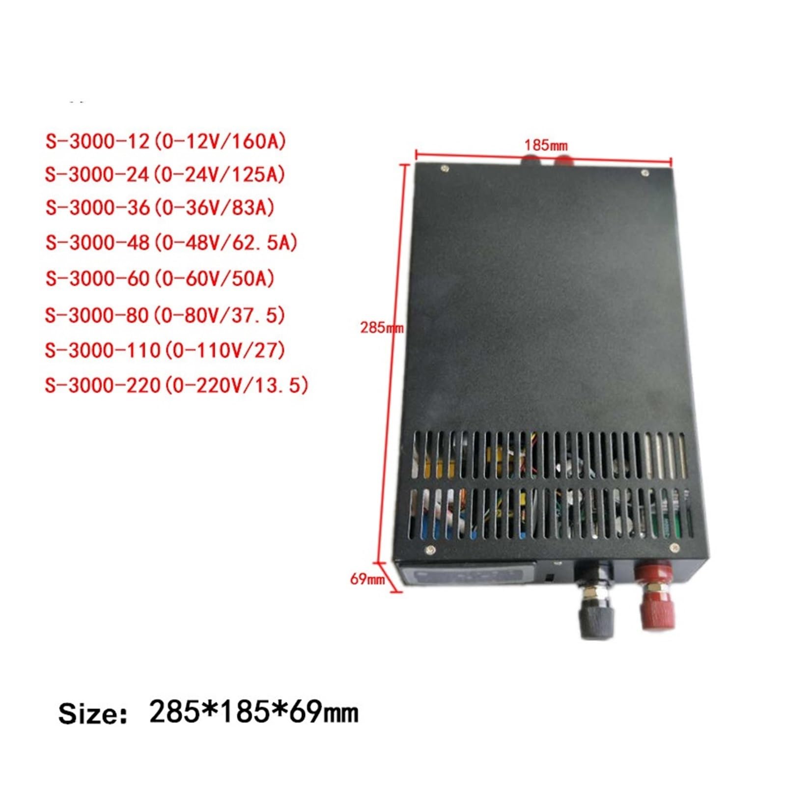 Zasilacz impulsowy 3000 W 12 V 15 V 24 V 36 V 48 V 60 V 80 V 110 V 220 V 250 V 300 V 350 V z regulowanym napięciem i natężeniem prądu (110 V, 0-300 V 0-10 A)