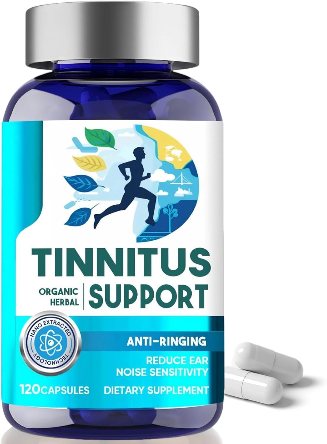 Tinnitus Supplement 120 Capsules, Tinnitus Relief for Ringing Ears, with Vitamin C & B Complex, Reduce Ear Noise Support Health Hearing