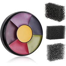 MEICOLY 6 Color Bruise Wheel for Special Effects,Hunting Camo Face Body Paint Kit,Light Green Gamora Witch Face Paint,Frost Bite,Trauma SFX Makeup Kit Halloween Makeup with 3pcs Stipple Sponges