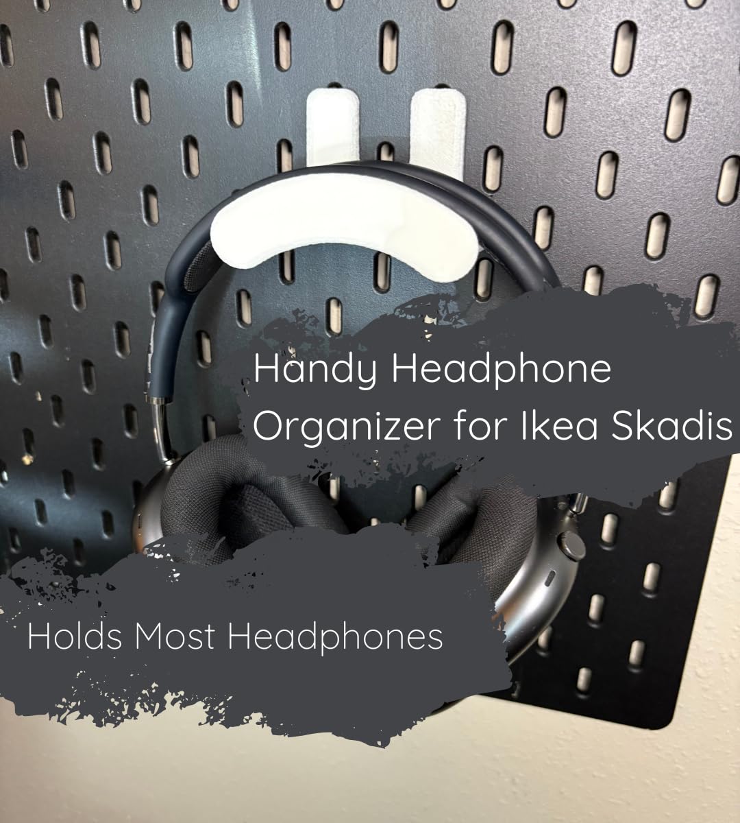 Headphone Holders for IKEA Skadis Pegboards | Headphone Hanger & Organizer Accessory Compatible with Skadis Boards | Durable Hook for Headphones & Headsets | Made in USA (Headphone, White)