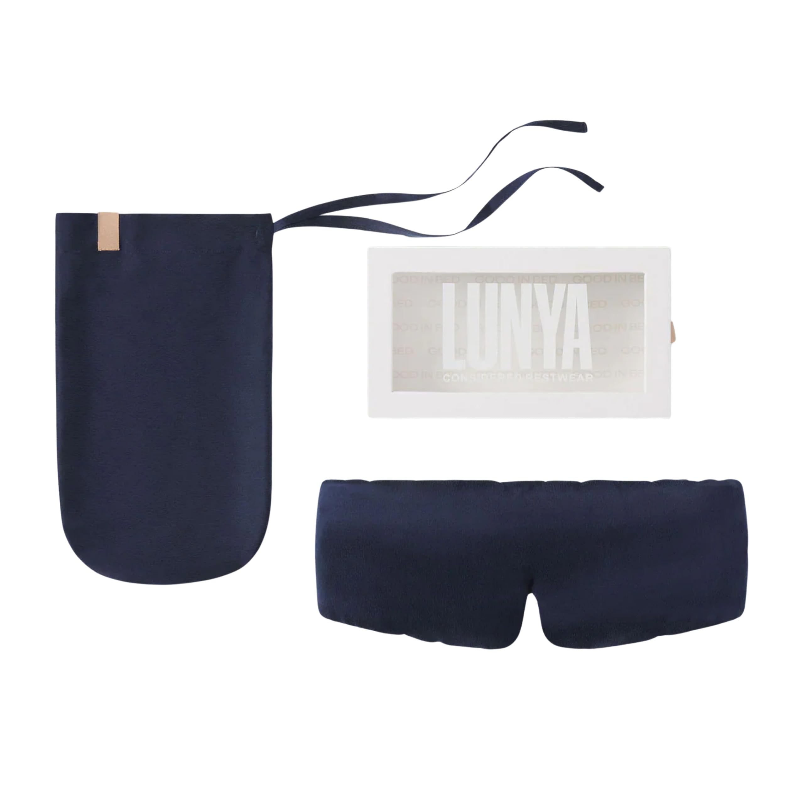Lunya Weighted Silk Sleep Mask Mulberry Silk Eye Cover with Cooling Glass Beads Noise-Reducing Fit Washable Fabric and