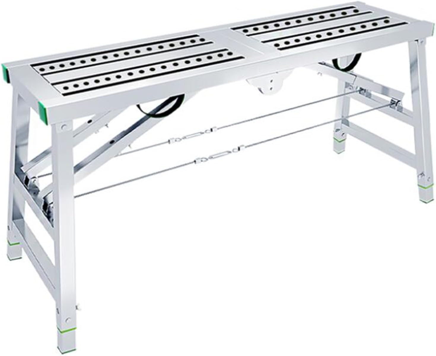 Folding Horse Stool,Adjustable Working Platform,Galvanized Scaffolding,Hole Face,for Home Decoration,Lifting Items,Wall Painting,Engineering(160x30cm)