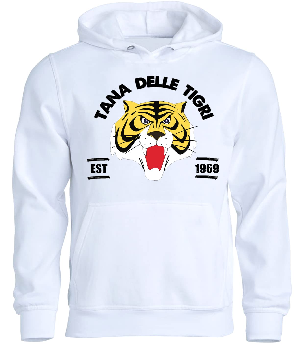 Felpa con Cappuccio Uomo Tigre Tana delle Tigri Academy Anni 80 Cartone TigerMan Uomo Donna Bambino