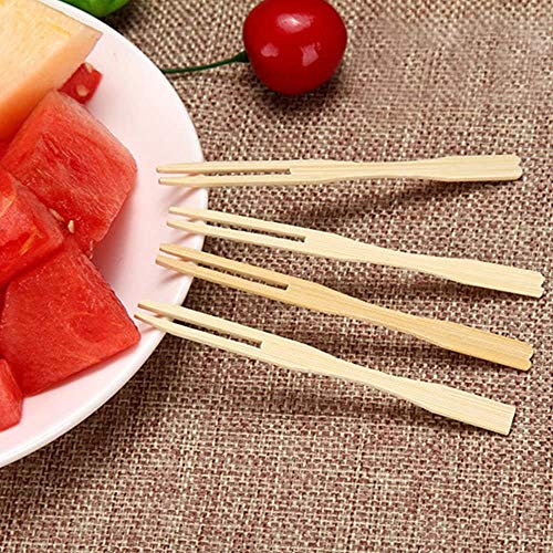 LING LAN 100 stuks wegwerp bamboe fruit vorken biologisch afbreekbaar voor partijen banketten buffetten catering en… - Afbeelding 7