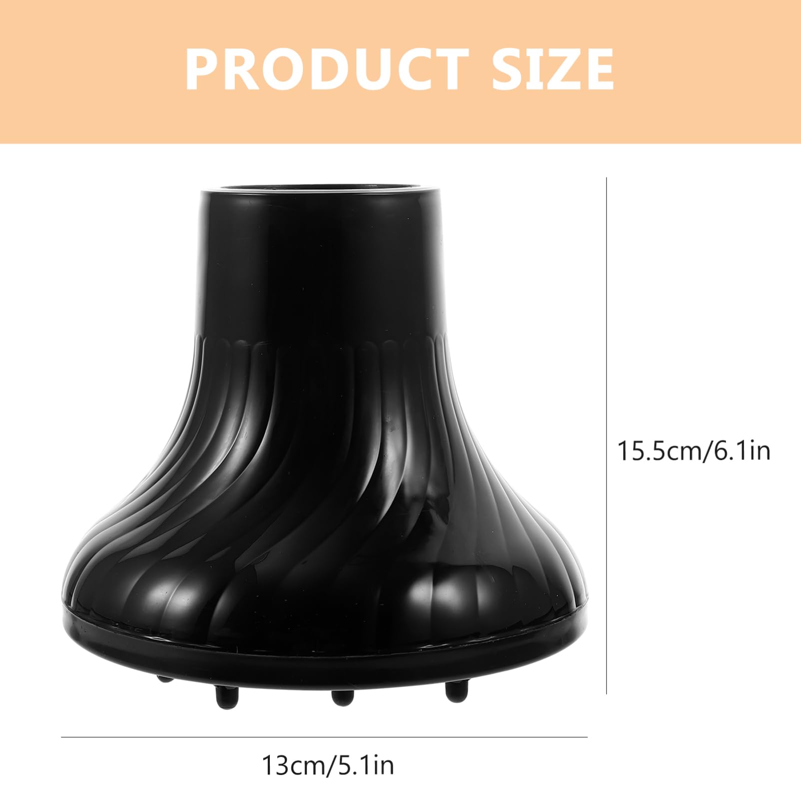 Healeved Diffusore per Asciugacapelli in Plastica Nero Flusso D'aria a 360 Gradi, Adatto per Diametro Uscita 4,2-4,8cm, per Casa e Salone Professionale