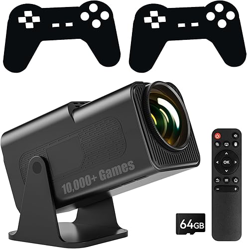 Proyector de juegos con 2 controladores y más de 10,000 juegos 4K 1080P Arcade Vision Proyector Bluetooth 5.4 Retro Game Projector Android 13 WiFi 6