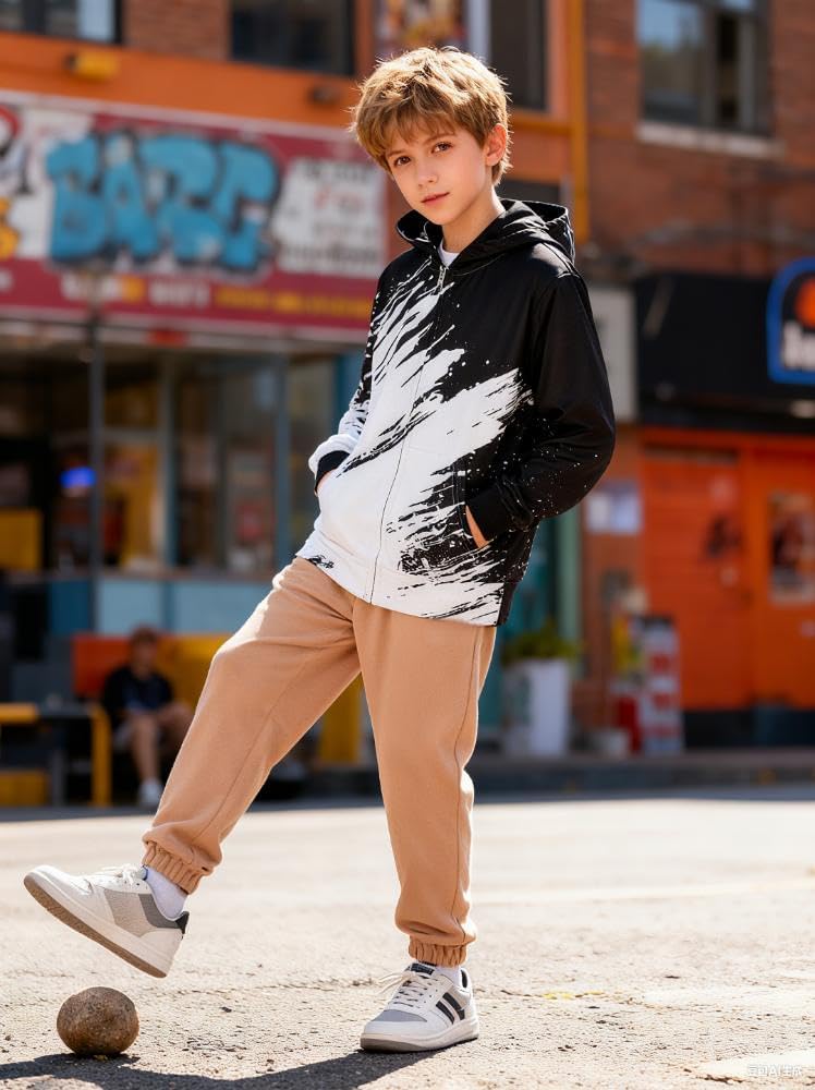 Idgreatim 6-14T Boys Zip Up Hoodies Kids 3D Graphic Hoody Sweatshirt Zipper Pullover with Pockets - Image 5
