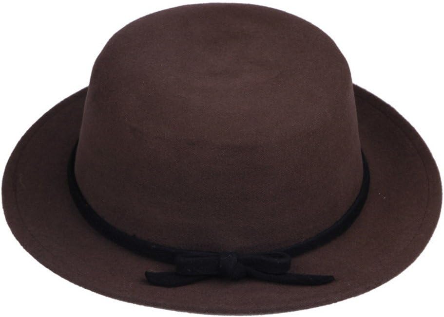 Bigood Brown Wool Bucket Bowkot Bowler Hat Cap Billycock Cloche