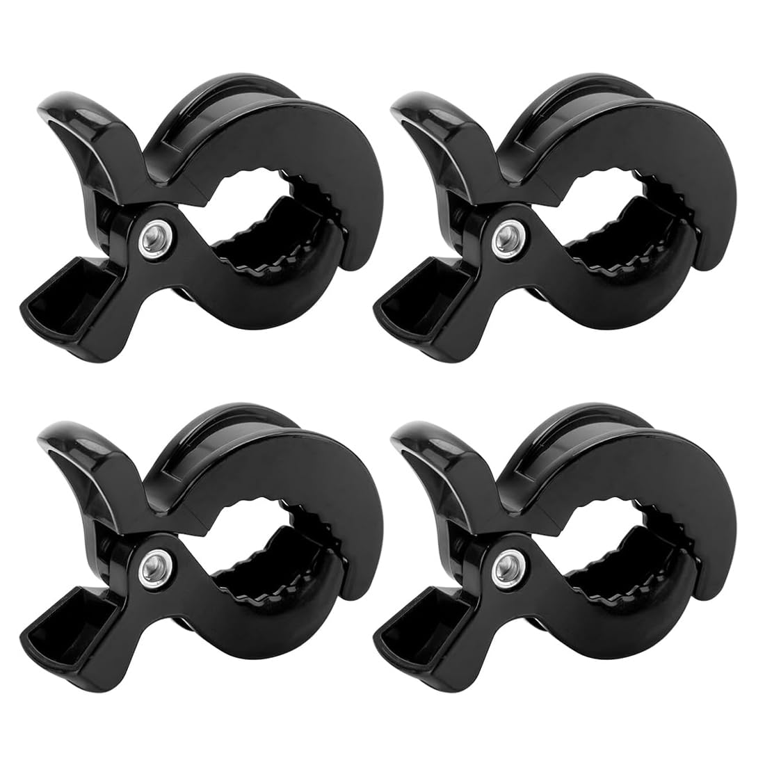 SGERUFZ 4Pcs Attache Poussette Universel pour Fixation de Couvertures, Vêtements, Jouets, Accessoires de Poussette (Noir)
