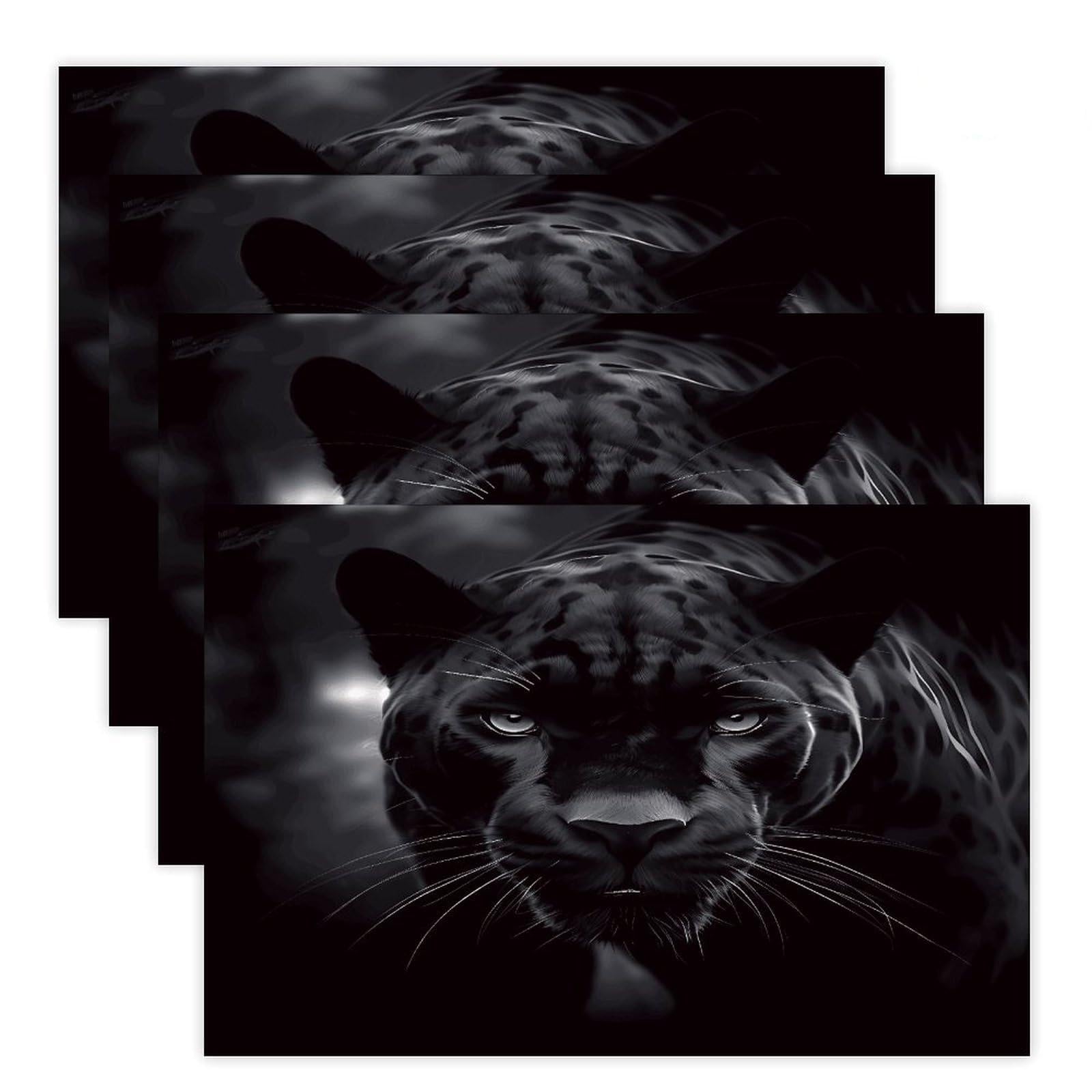 Animal Panther Placemats Non-Slip Heat Resistant Table Mats Flax Washable Cloth Place Mats Easy to Clean Premium Placemat for Kitchen Dining Table Decor Party Outdoor