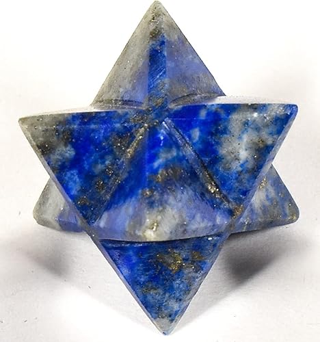 Lapislázuli azul rico de 1.260 in con pirita de hierro dorado de 8 puntos Merkaba Star Pulido Natural Especimen Mineral de Cristal Brillante -