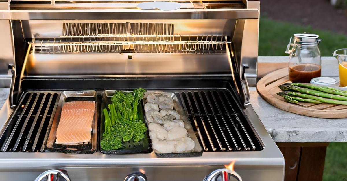 5 Pack Grill Basket for Outdoor Grill, Heavy Duty Stainless Steel Vegetable Grill Pans, Serving Tray BBQ Serving Platters with Holes for Grill Fish,Vegetable,Meat,Prep Food Veggie and Seafood