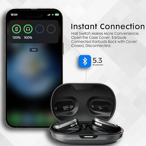 Miniatura 5 de Auriculares de oreja abierta, auriculares inalámbricos Bluetooth 5.3, ajuste cómodo y estable, controladores de 0.638 in, llamadas claras, a prueba