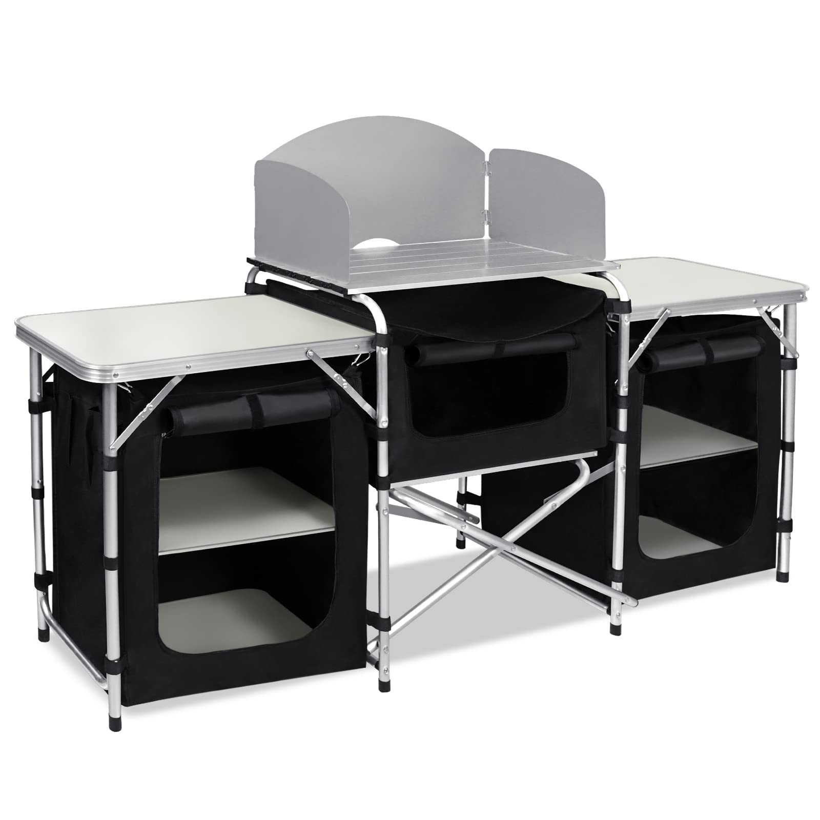 Armoire de Camping Pliable avec Structure en Aluminium et Compartiments de Rangement, Accessoires de Camping, Accessoires de Camping, Sac de Transport Inclus - 174 x 46 x 110 cm