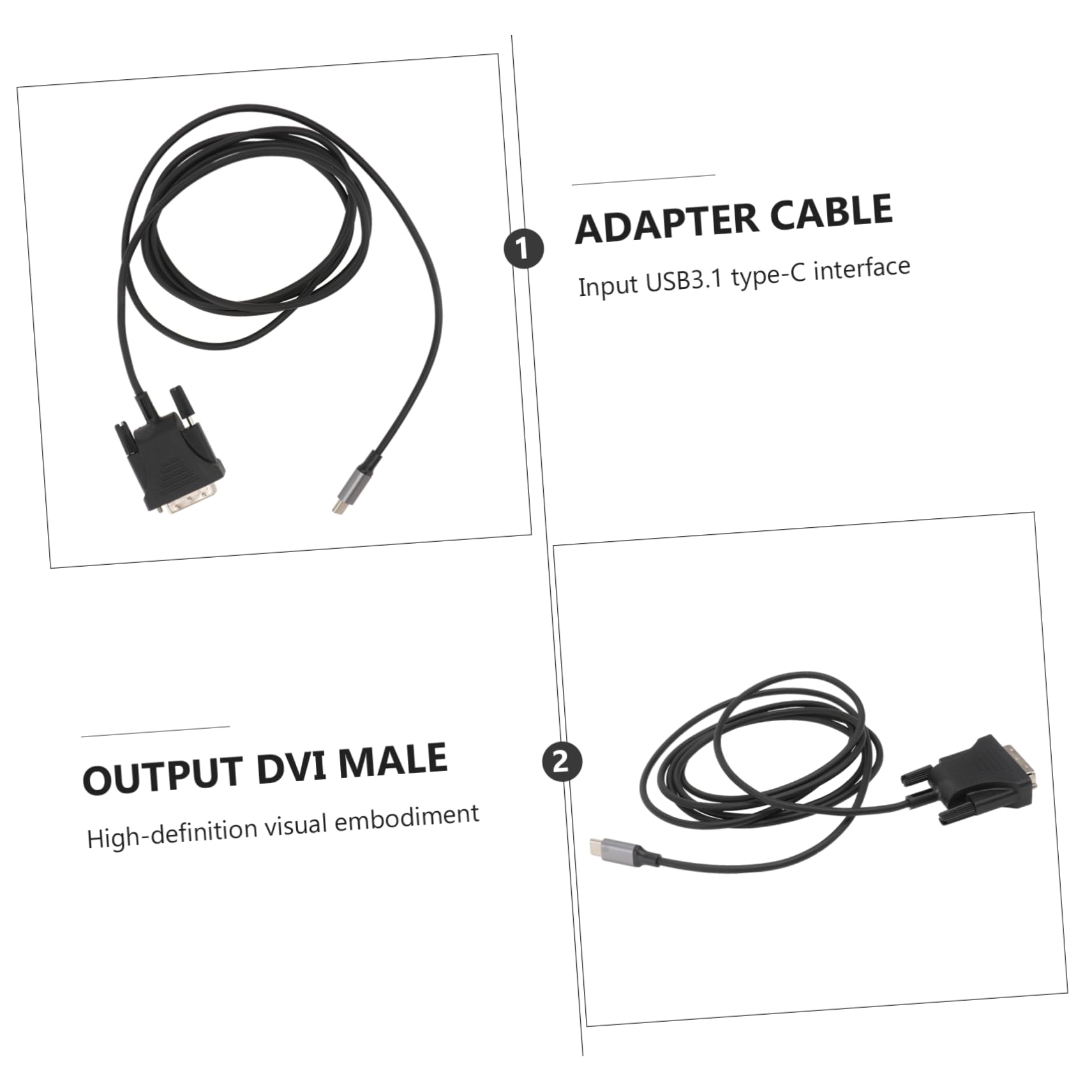 SHINEOFI Adattatore Tipo Dvi Nero Cavo Trasmissione Veloce per Monitor e Laptop