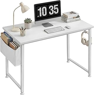 Lufeiya White Computer Desk for Bedroom - 40 inch Simple Modern Study Table Kid Girls Student Home Office Writing Desk, White