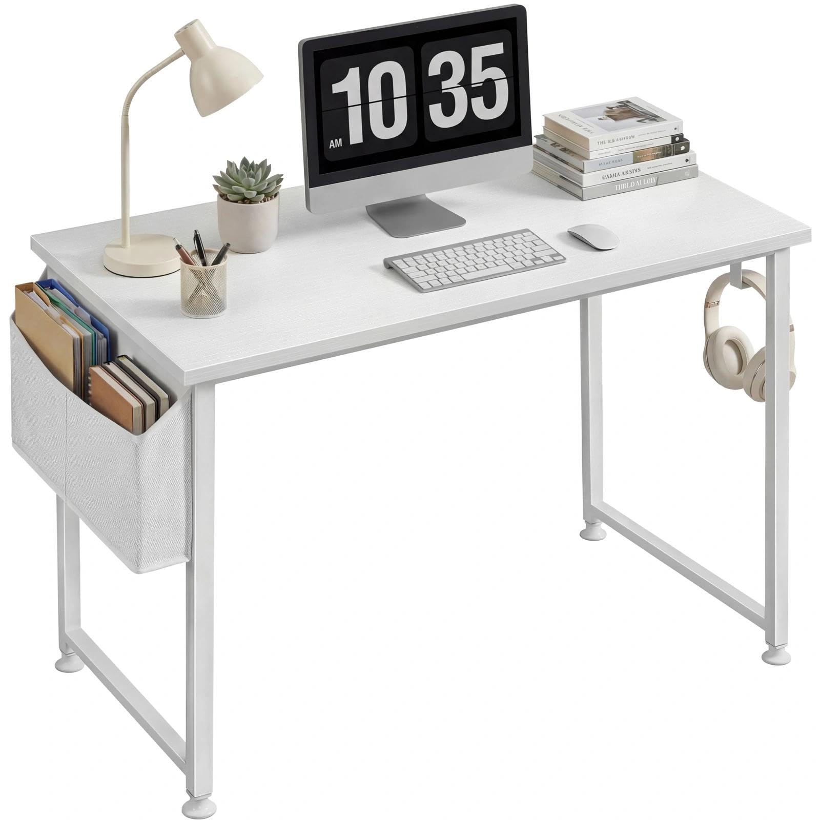Lufeiya White Computer Desk for Bedroom - 40 inch Simple Modern Study Table Kid Girls Student Home Office Writing Desk, White