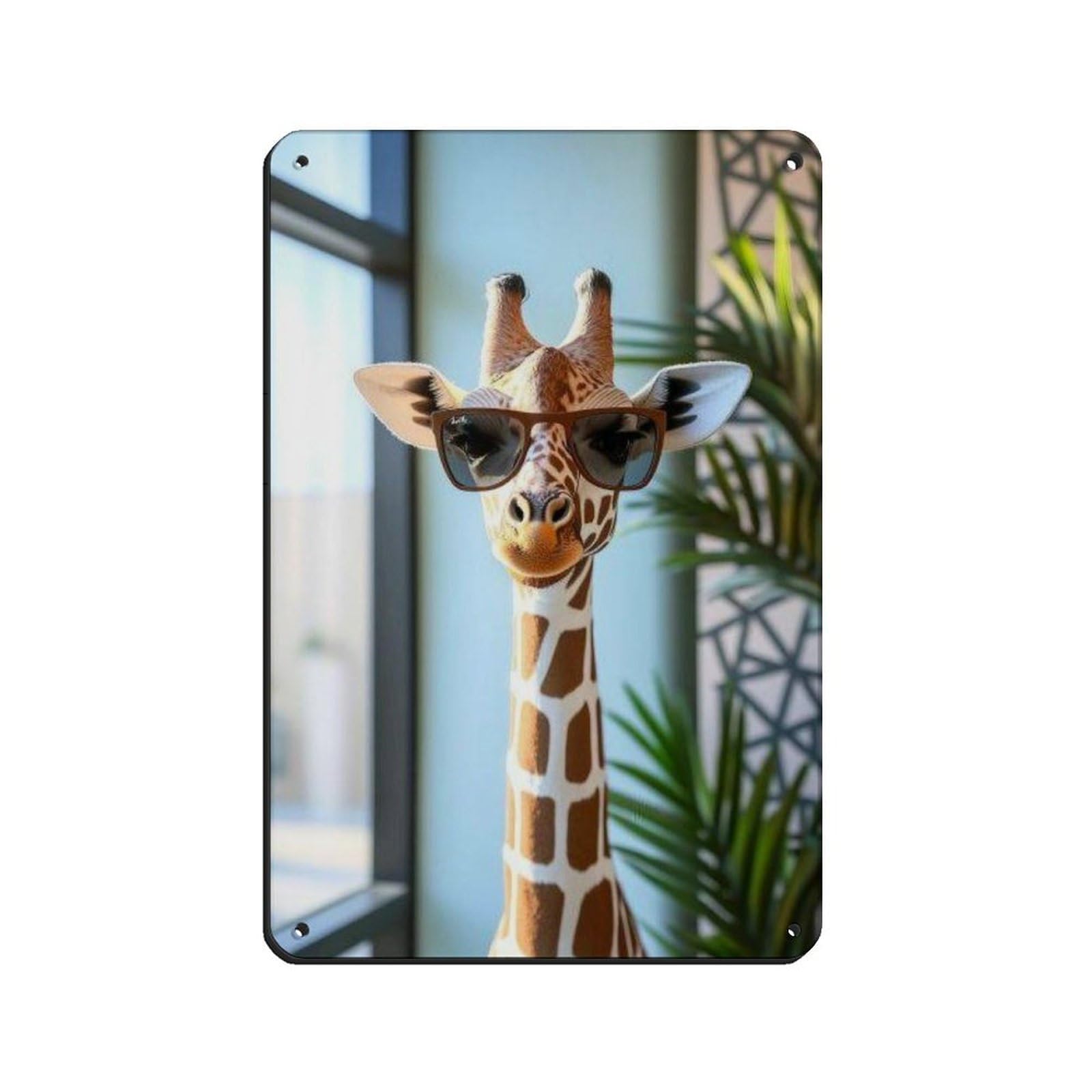 Lxwnze 20L X 30W Cm Quirky Animal Art, Giraffe With Sunglasses Tin Sign Vintage Metal Pub Club Cafe Bar Home Wall Art Decoration Poster Retro 8X12inch(20X30cm)