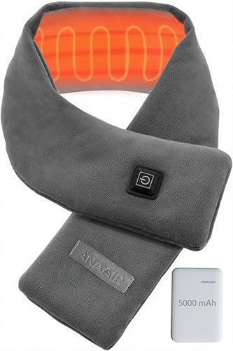 Miniatura 7 de Almohadilla térmica para el cuello, bufanda térmica eléctrica con banco de energía de 5000 mAh, calentador de cuello inalámbrico para aliviar el
