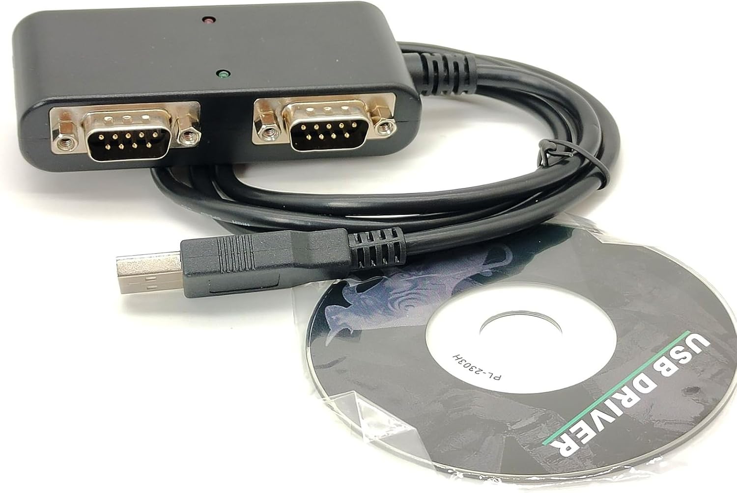 USB A to Dual Port DB9 Male and Male RS232 Serial Adapter Cable 1 Meter
