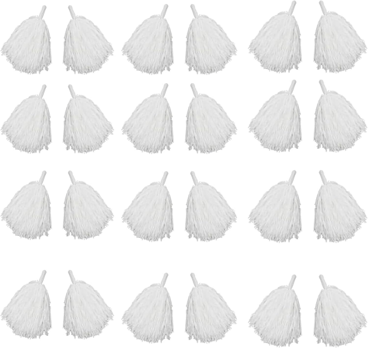 AOPANDA 24個パック ホワイトプラスチックチアリーディングポンポン、スポーツダンス チアプラスチックポンポン ルーター、応援