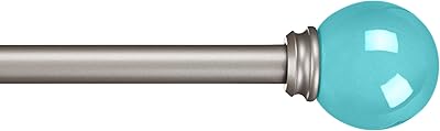 Amazon Basics - Bastone per tende, 1,6 cm, con elementi decorativi a forma rotondi, 122 cm, Turchese