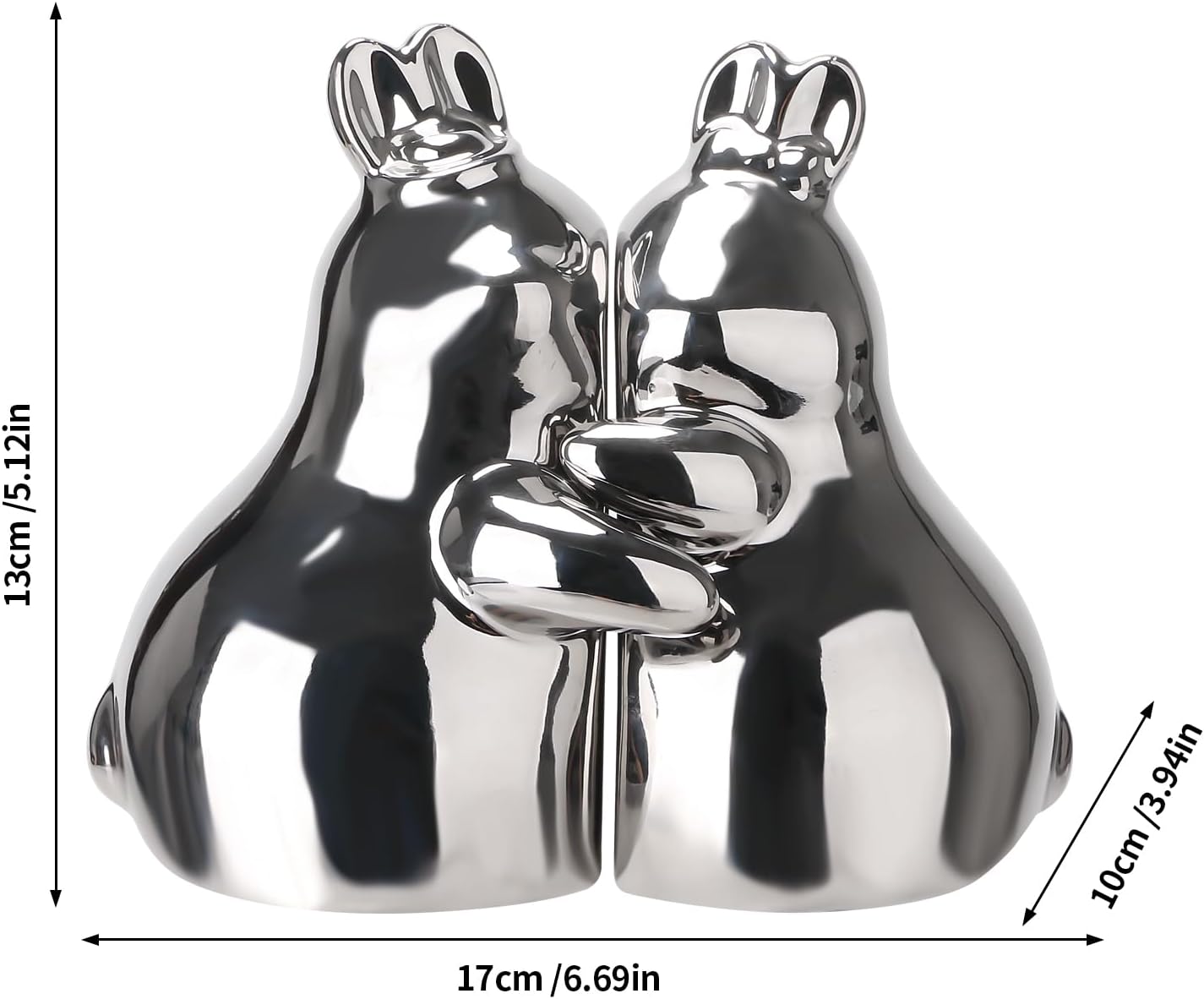Cute Cuddly Silver Bunny Decorative Bookends, Ceramic Unique Book Holders for Shelves, Heavy Duty Book Ends Stopper for Home Office Desk Bookshelf Decoration