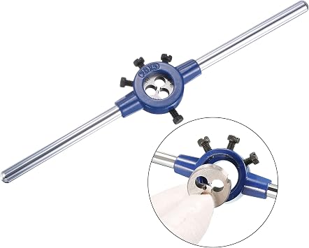 uxcell 1/4-20 UNC Tap and Die Set with 20mm Round Die Stock Handle Wrench, High Speed Steel Machine Thread Tap and Round Die Threading Tool