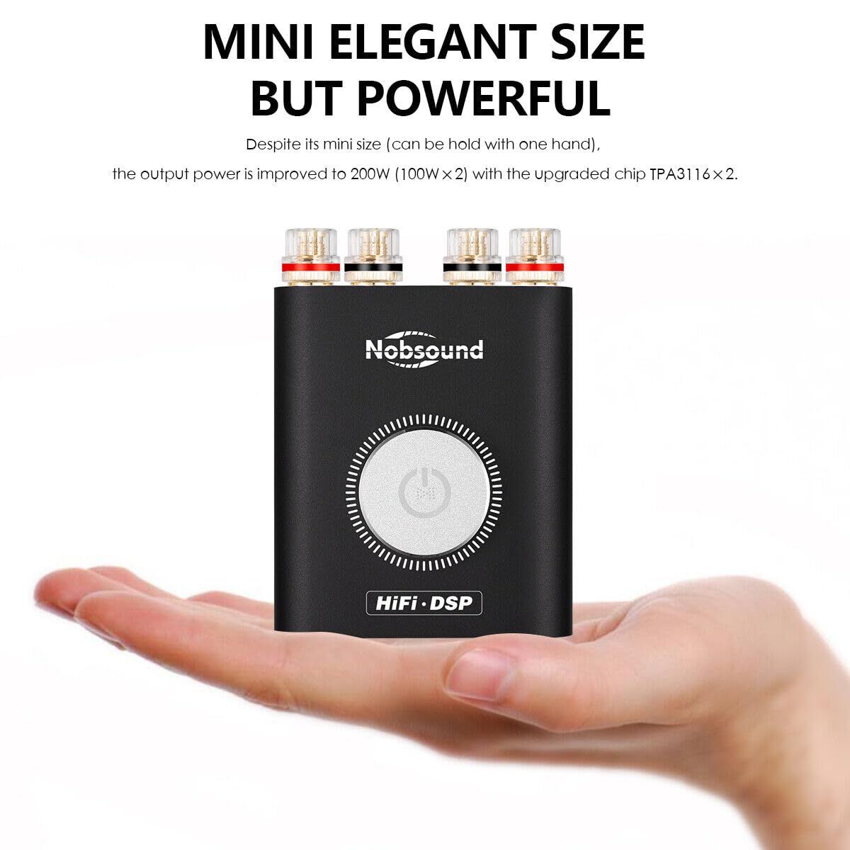 Nobsound NS-20G Mini amplificatore di potenza, digitale, Bluetooth, stereo HiFi, 100 W + 100 W (nero).