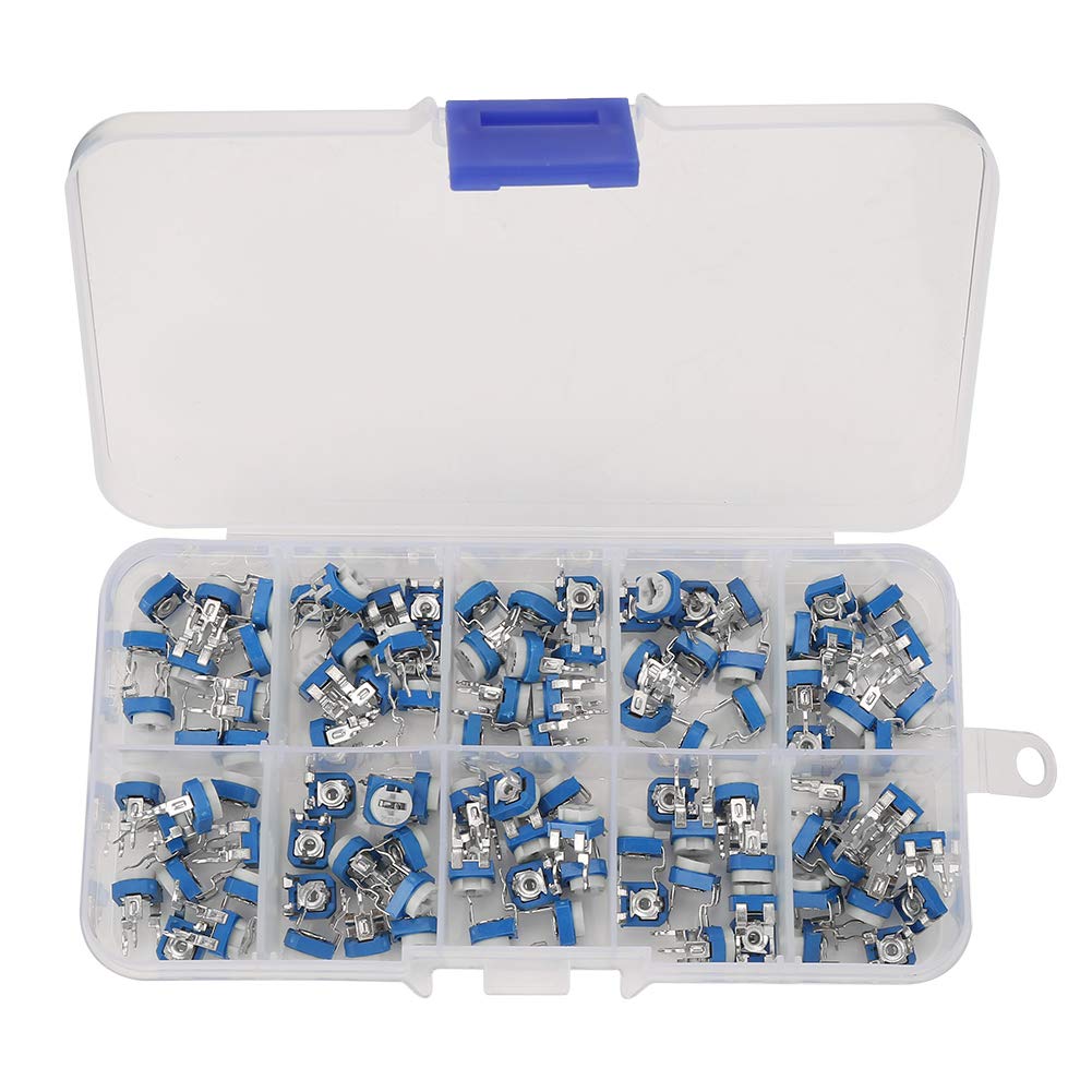100-Piece Potentiometer Kit – 10 Values Variable Resistor Trimpot Assortment For Electronics DIY