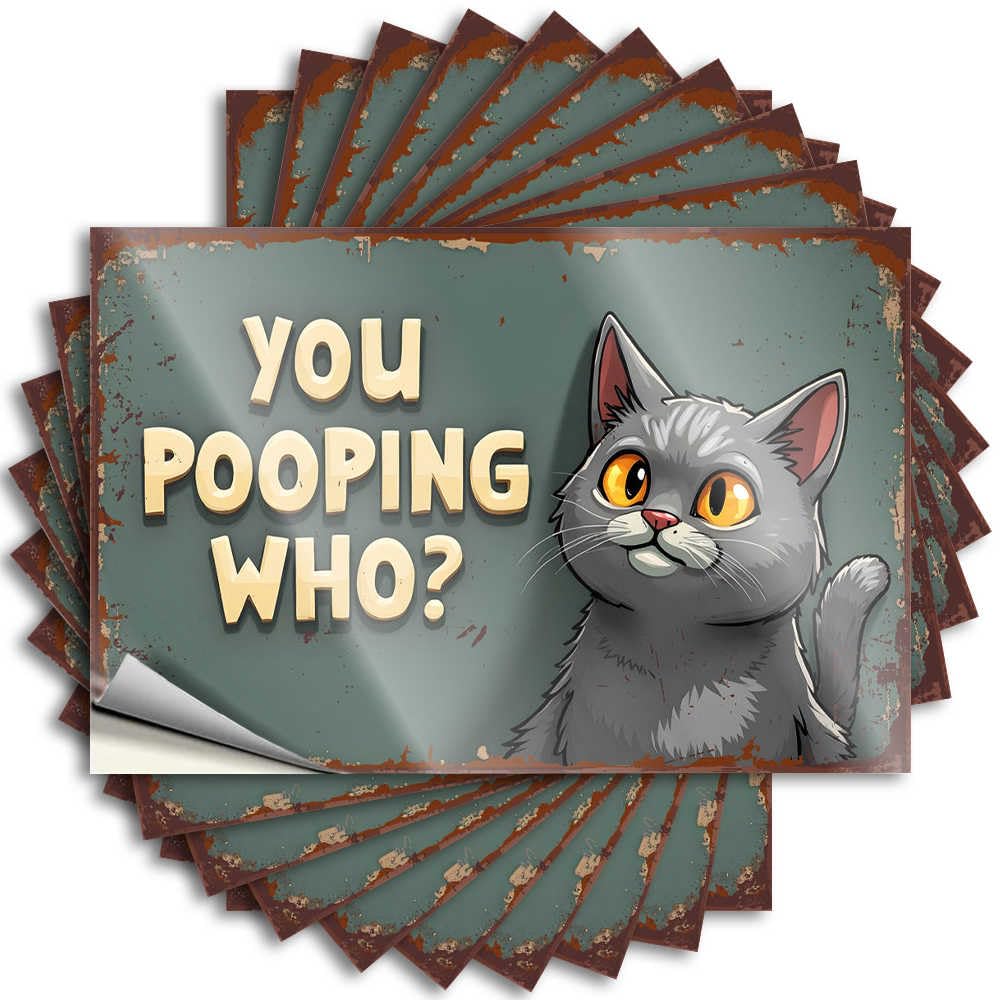 Indie, Sticker Funny Helmet Quote Stickers, Cool No Residue Decals for Luggage | Inside Party Favor Custom Curious Cat Asks: You Pooping Who?(6X9CM)
