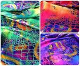 Holographic Shiny Foil Big Reptile Pattern on Bright Stretch Crease Nylon Spandex Fabric by The Yard (Purple)