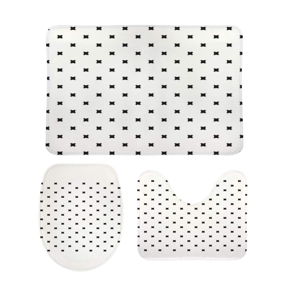 Tapis de salle de bain antidérapant et lavable 3 pièces noir