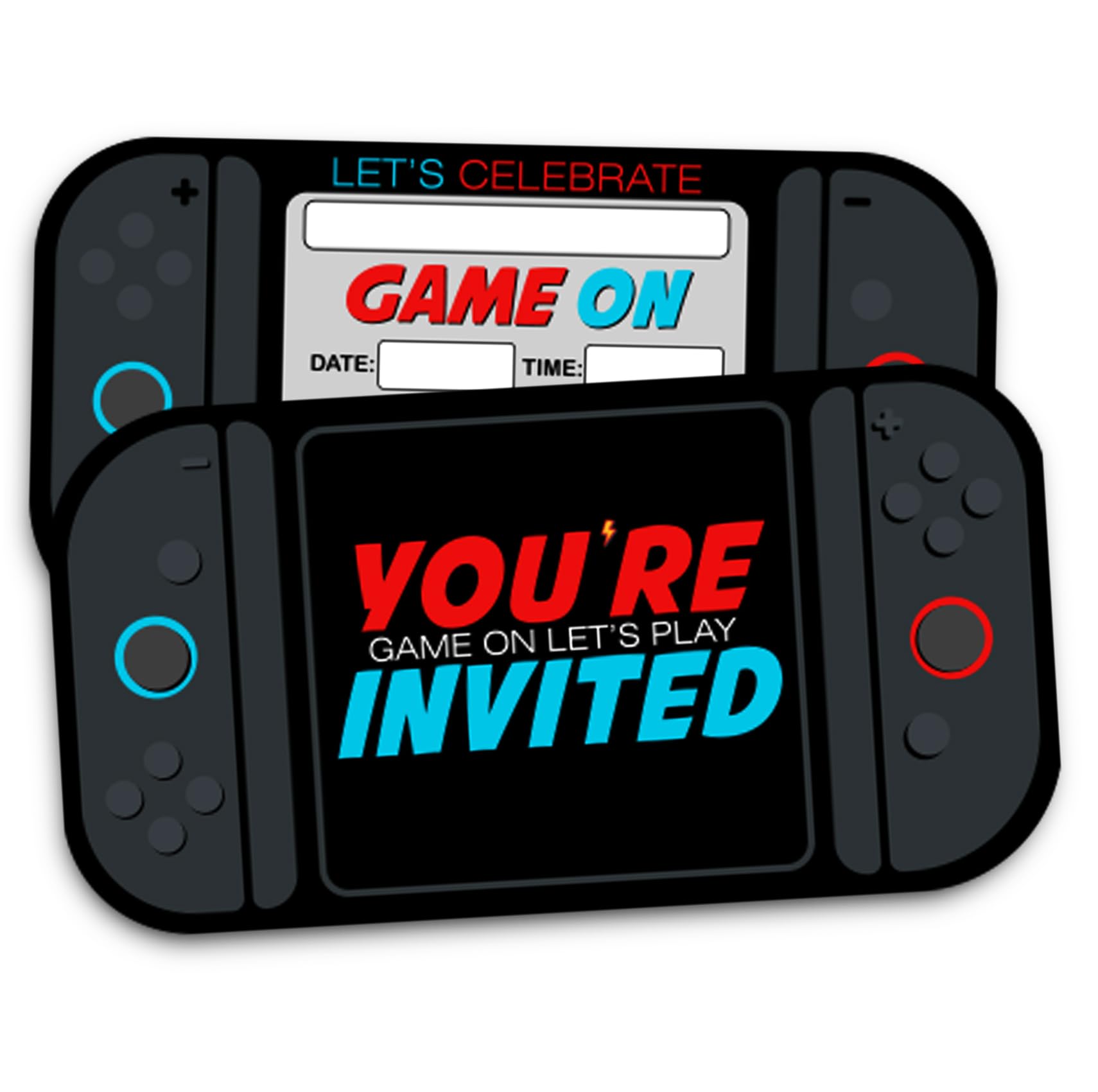 Video Games Birthday Party Invitation for Boys, Black and Gray, 30 Cards With 30 Envelopes, 5x7 Inches.