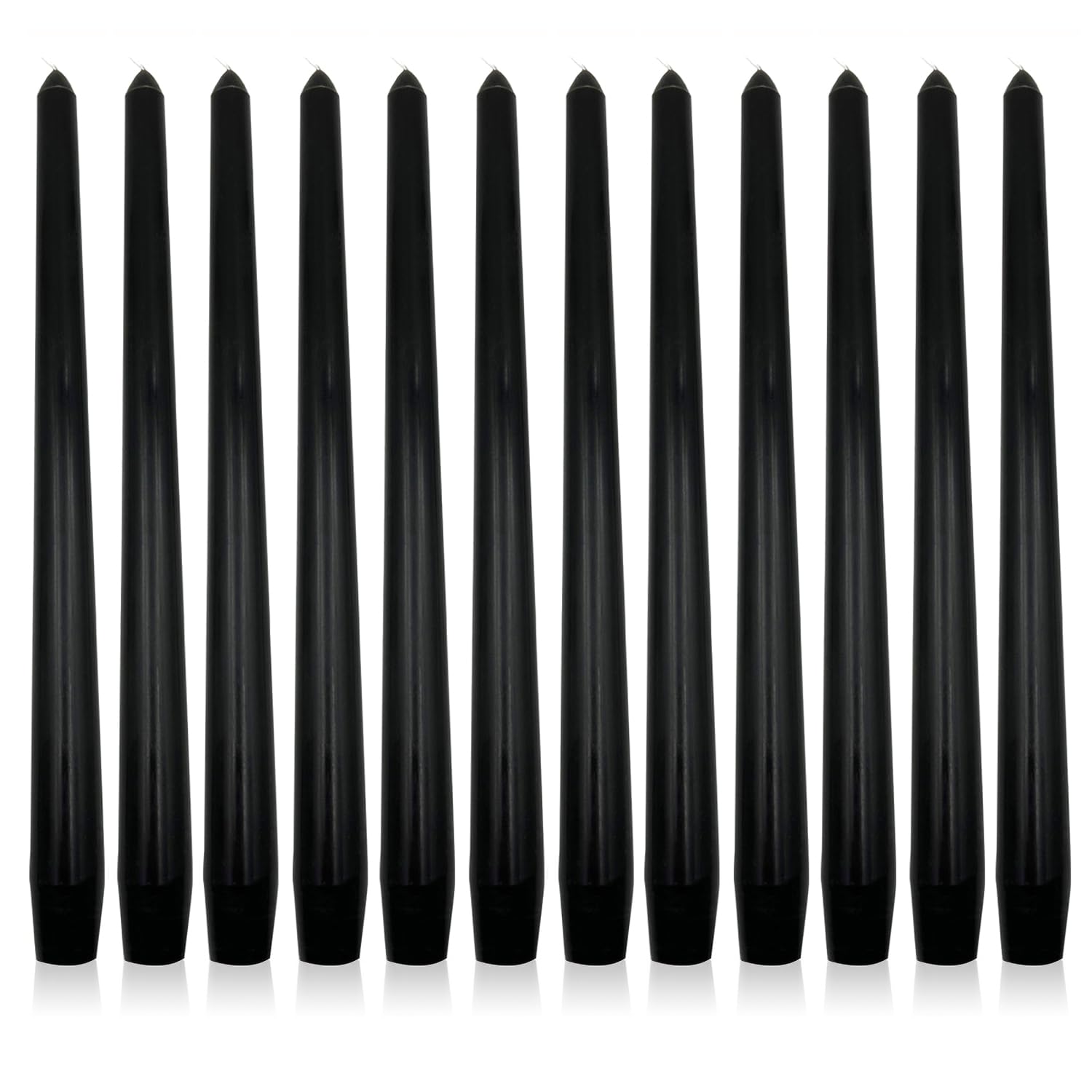 12 Pack Black Taper Candles, 10 in Dripless Pure Candles, Unscented and Smokeless Tall Candlesticks for Home, Long Burning, Ideal for Weddings, Dinner
