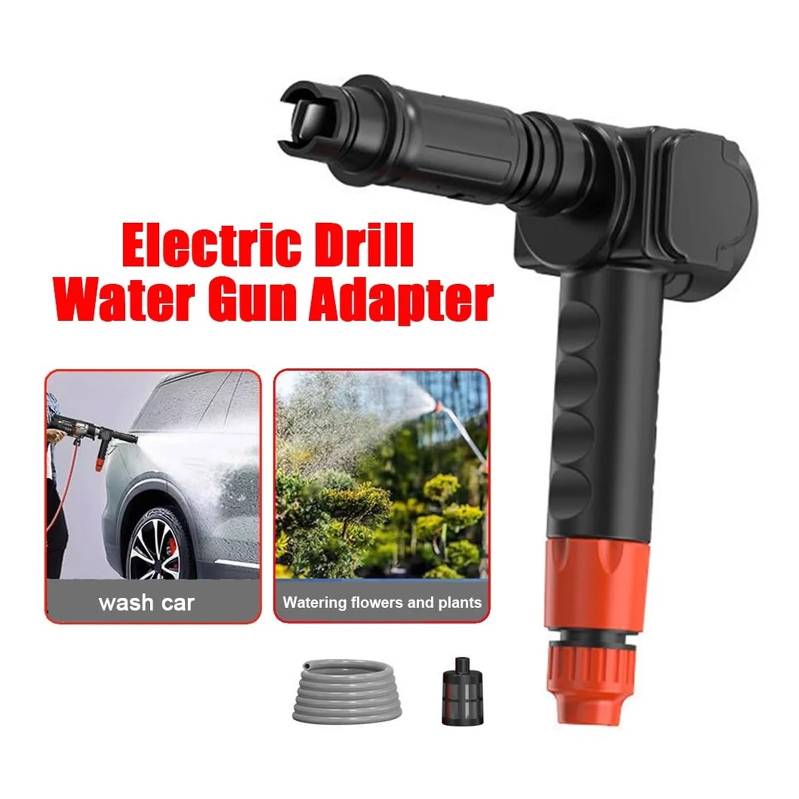 Adaptador De Pistola Agua For Taladro Eléctrico Limpieza del Hogar + Alta Presión For Lavado Coches, Tubería A Prueba Explosiones 5M Potente Chorro A PresióN