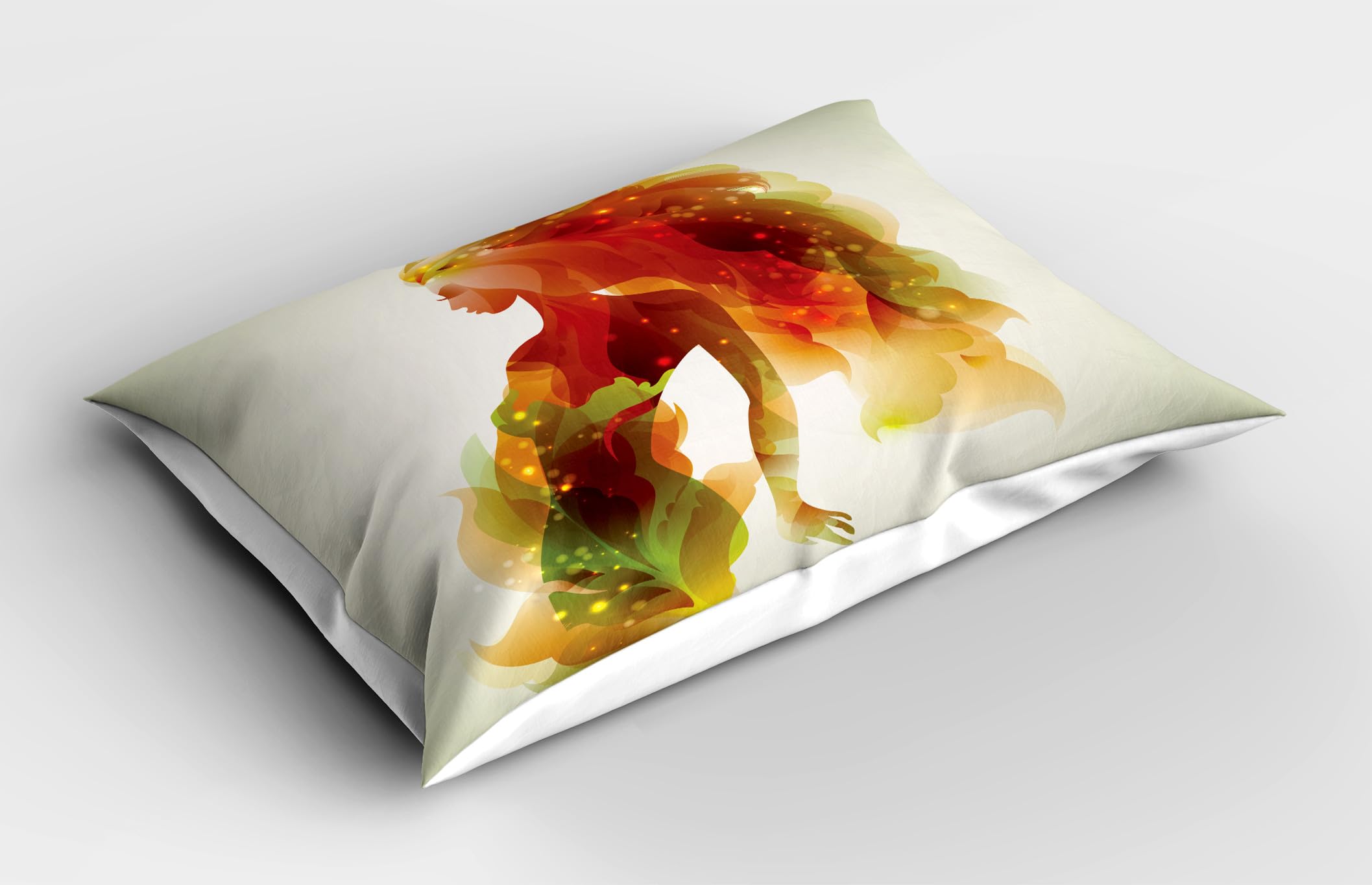 Ambesonne Floral Pillow Sham Set of 2, Girl Flowers and Leaves Abstract Art Spring Season Theme Art Print, Quality Microfiber Bedding Item for All Seasons, 36