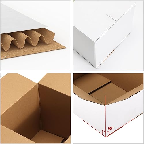 Miniatura 63 de CRUGLA Cajas de envío de 9 x 6 x 4 para pequeñas empresas, caja de embalaje de cartón corrugado, 25 paquetes Marrón,Blanco