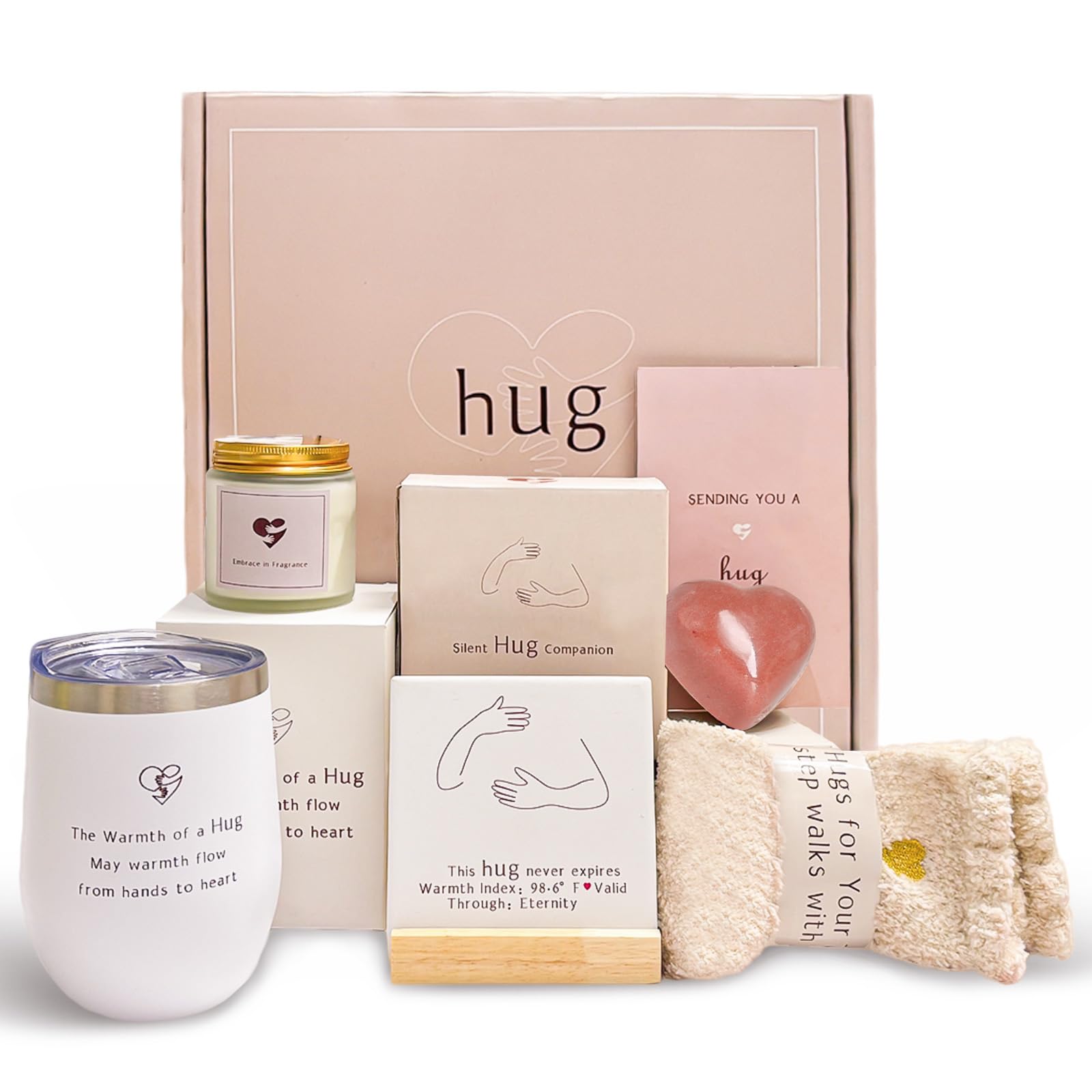 Photo 1 of "Hug in a Box" Sympathy Gift Baskets for Women - Thinking of You Care Package for Loss of Loved One, Bereavement, Get Well Soon After Surgery, or Miscarriage - Comforting Gifts with Card
