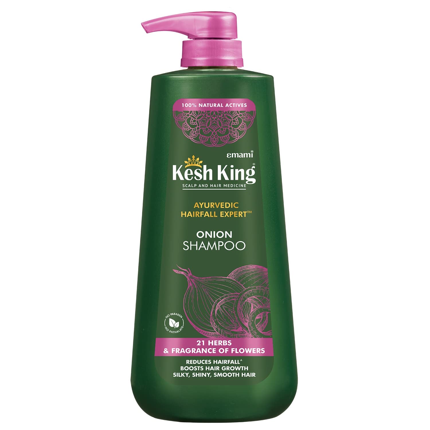 Kesh King Ayurvedic Onion Shampoo 600ml & Kesh King Ayurvedic Onion Shampoo with 21 Herbs, Reduces Hairfall & Boost Hair Growth, 300ml