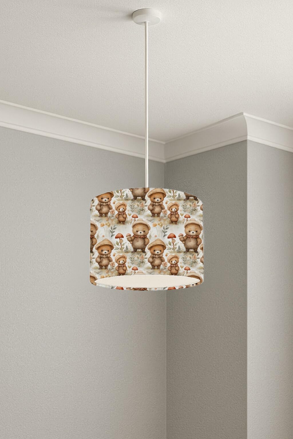 Whimsical Woodland Bears lightshade – 20 x 18.5cm Ceiling Drum Shade | E33BB8