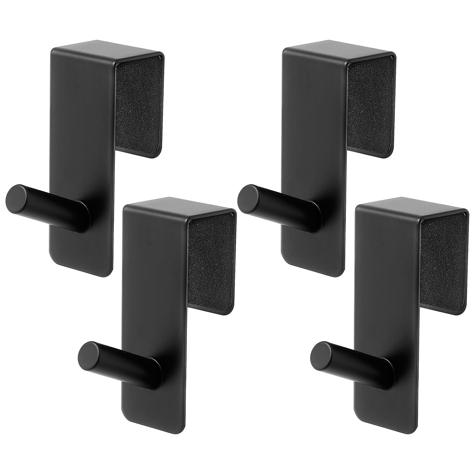 ARTOYS Over The Door Hooks (4 Pack) - Heavy Duty 20mm Wide Hangers for Thick Doors, Holds 50Lbs - EVA Foam Padded No-Scratch Hooks for Cabinets & Closets, Black
