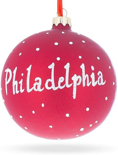 Miniatura 2 de Philadelphia, Pennsylvania - Adorno navideño de bola de cristal de 4 pulgadas
