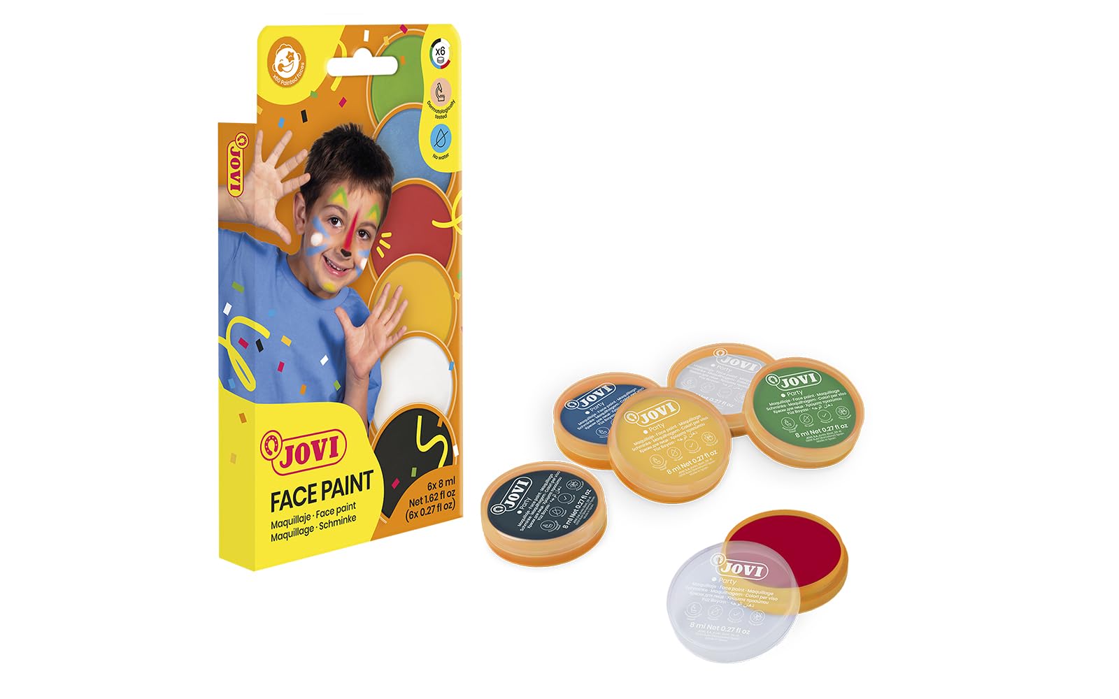 JOVI – Face Paint, Case, 6 Bottles, 8 ml, Assorted Colours (171)